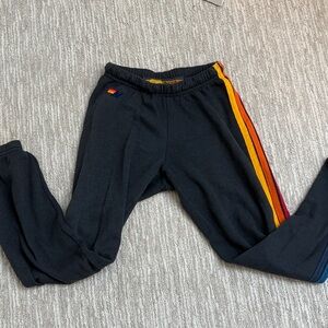 Aviator nation charcoal Joggers with Rainbow Stripes